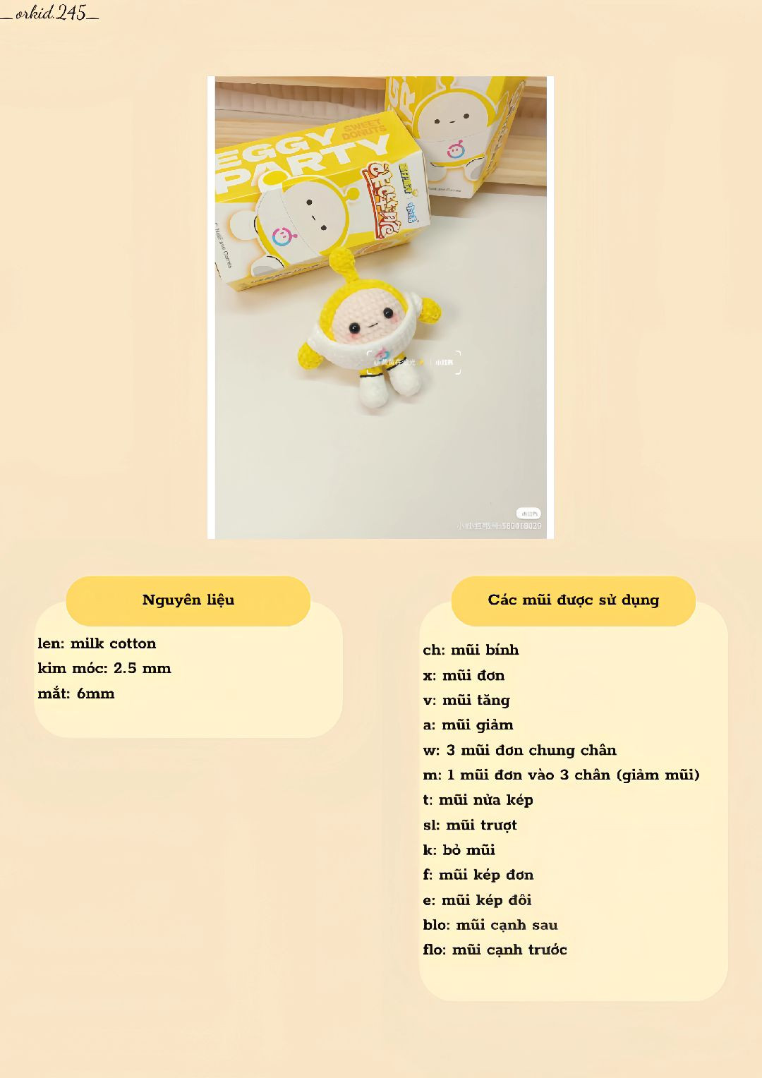 Móc len búp bê dễ thương hình trứng với hộp vàng