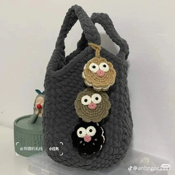 Móc len hình mặt cú đáng yêu làm móc khóa dễ thương