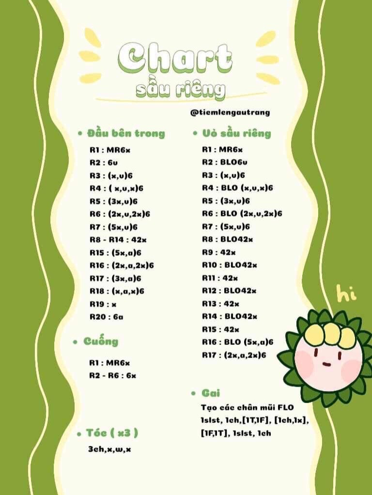 Móc len hình mặt trời xanh tươi với vòng hoa vàng xinh xắn