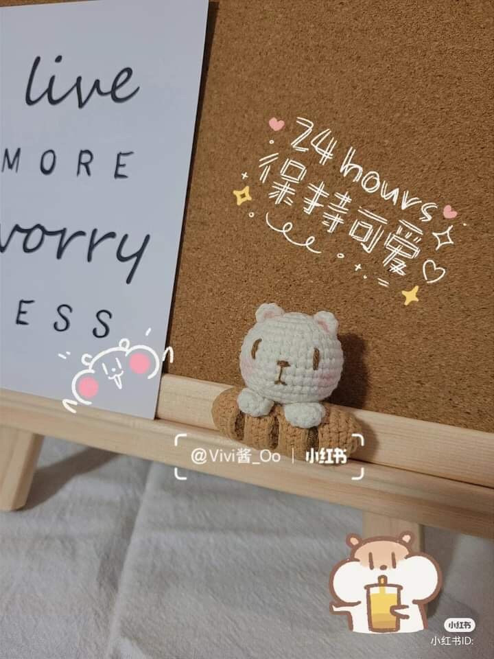 Móc len hình mèo trên bánh mì, phụ kiện dễ thương