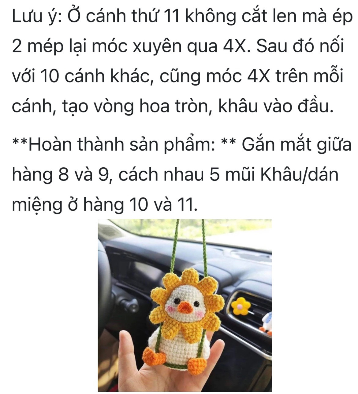 Móc Len Hình Vịt Ngộ Nghĩnh Đội Nón Hoa Mặt Trời