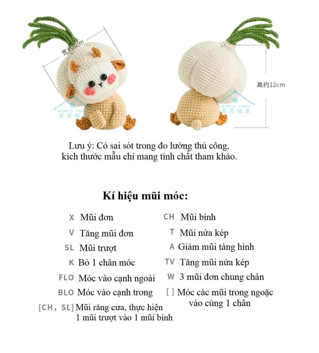 Móc len thú bông hình củ hành đáng yêu