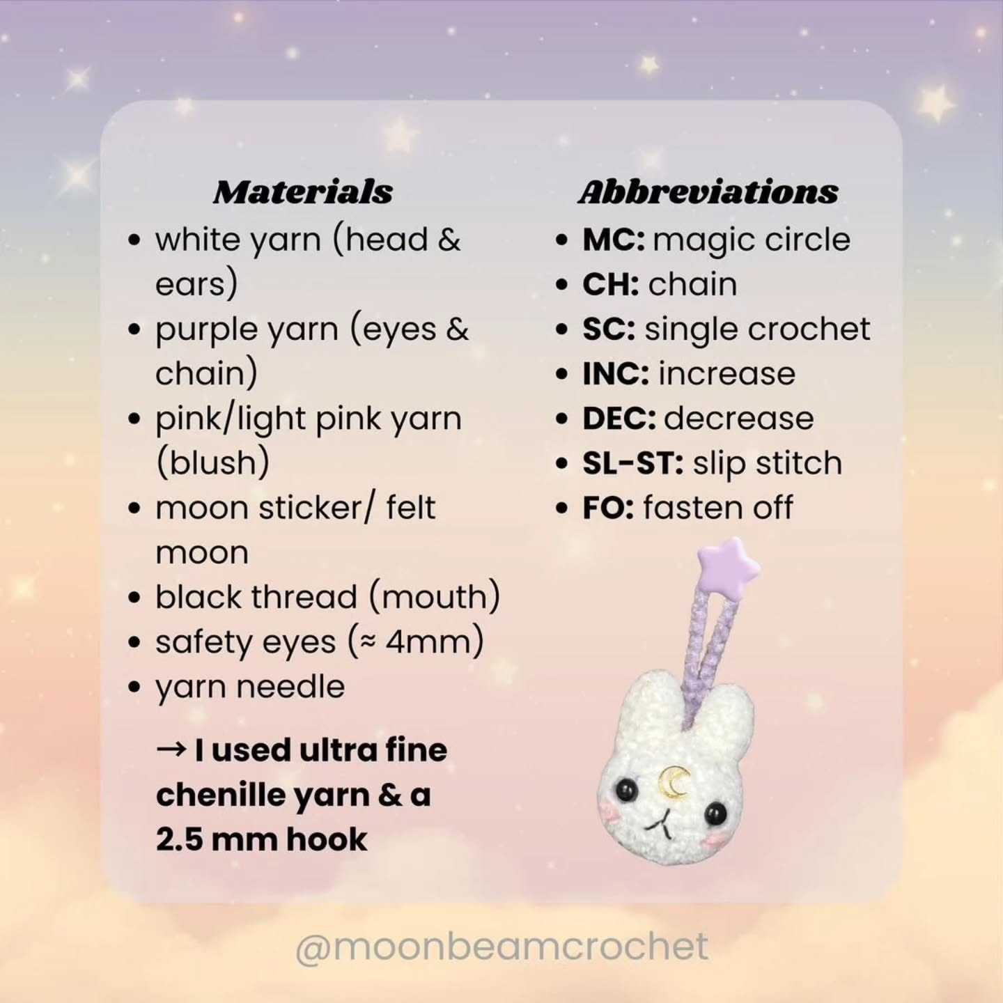 Moon Bunny Crochet Pattern: Free and Adorable Amigurumi Design