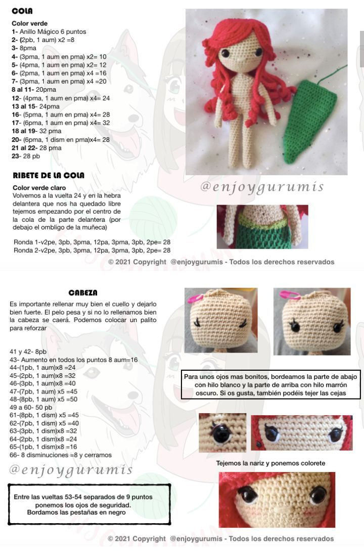 Muñeca sirena de crochet con patrón gratuito