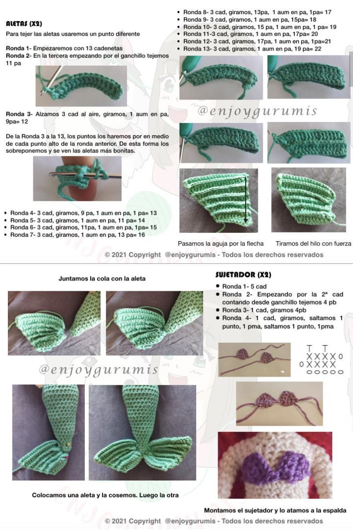 Muñeca sirena de crochet con patrón gratuito