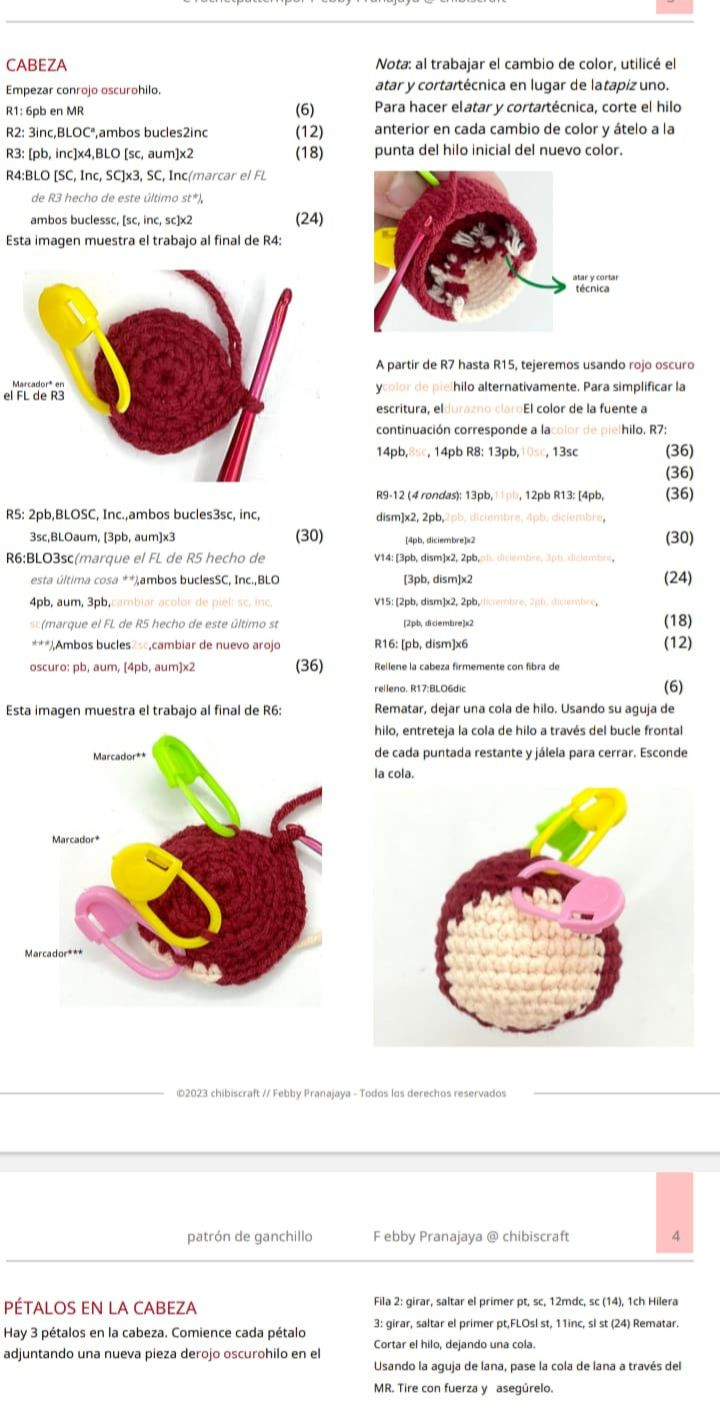 Muñeca y Rosa Reversible de Crochet en un Solo Patrón