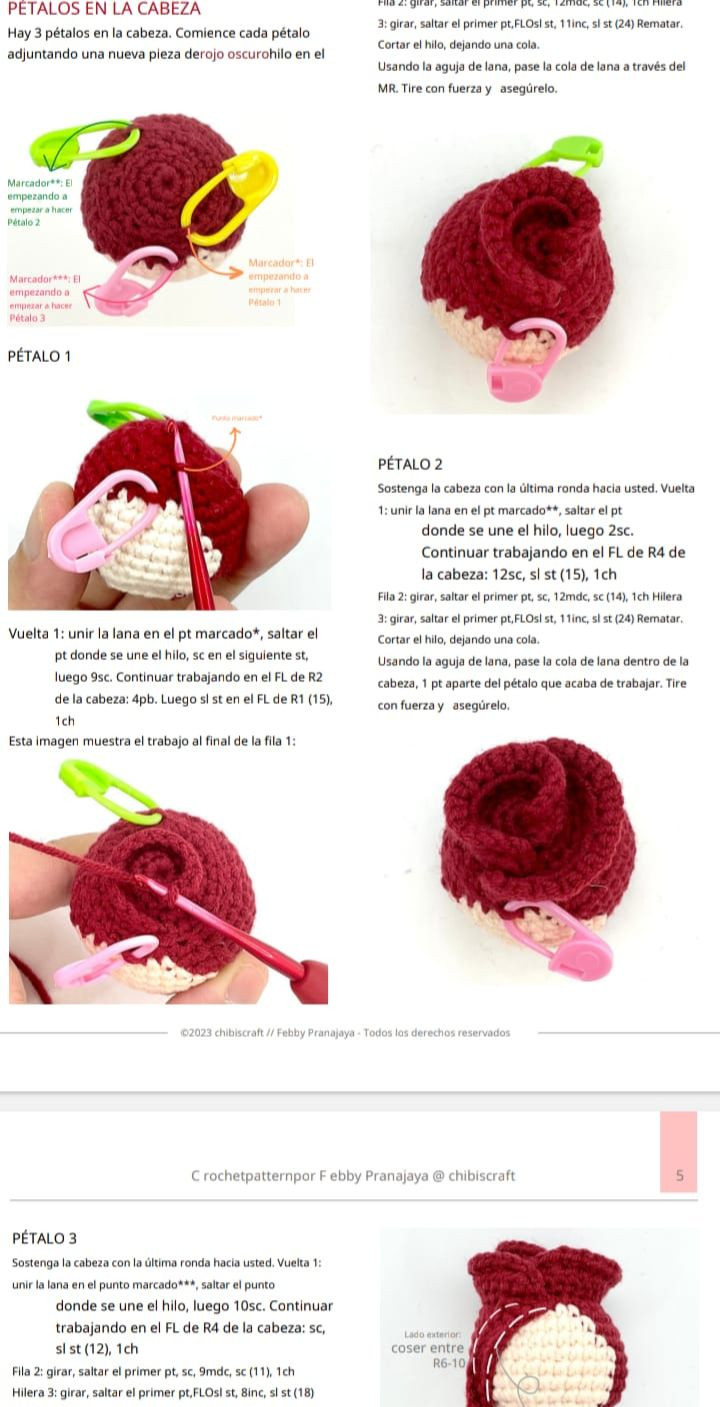 Muñeca y Rosa Reversible de Crochet en un Solo Patrón