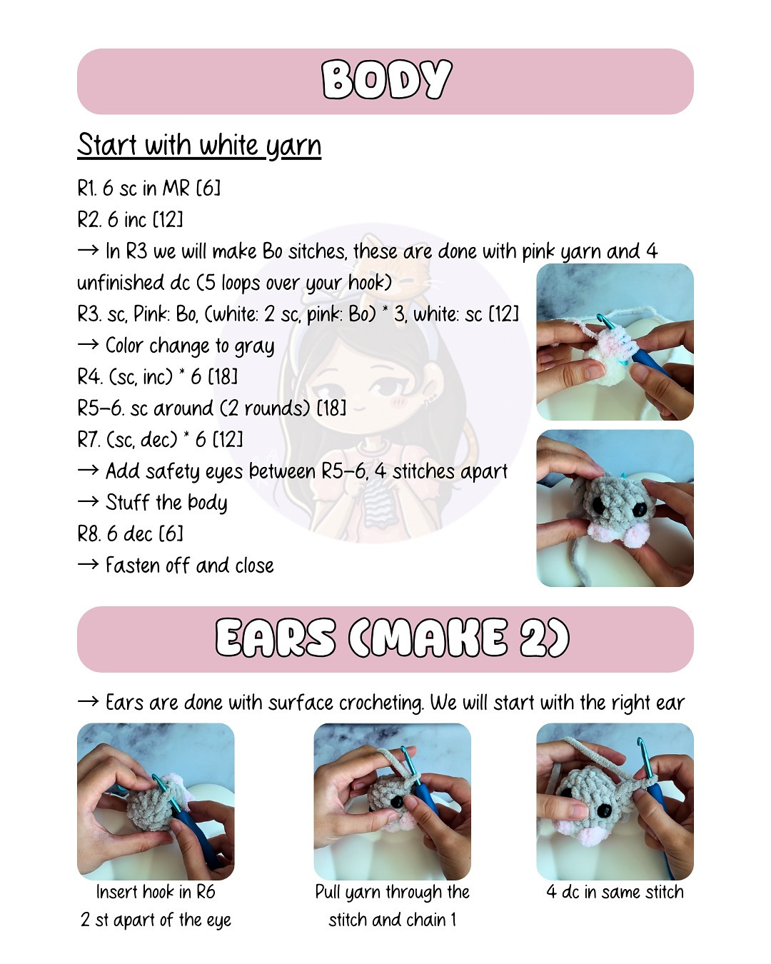 No-Sew Sad Hamster Crochet Pattern with YouTube Tutorial