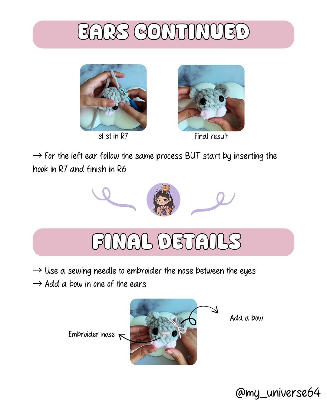 No-Sew Sad Hamster Crochet Pattern with YouTube Tutorial