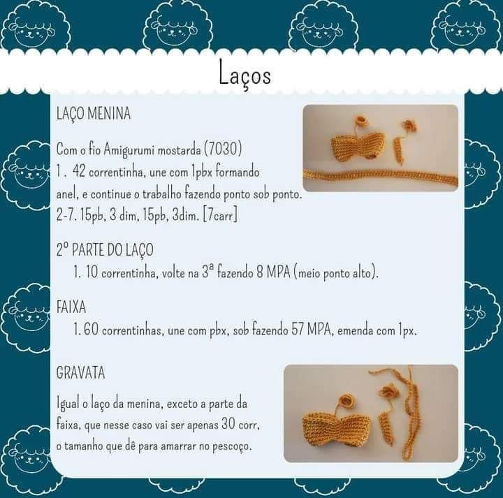 Ovelha de Crochê com Vestido Florido e Laço Amarelo