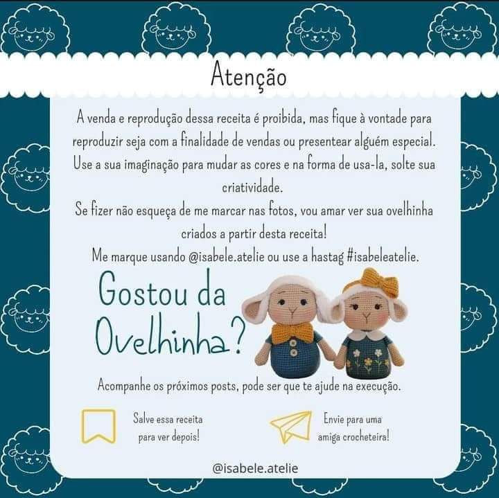 Ovelha de Crochê com Vestido Florido e Laço Amarelo