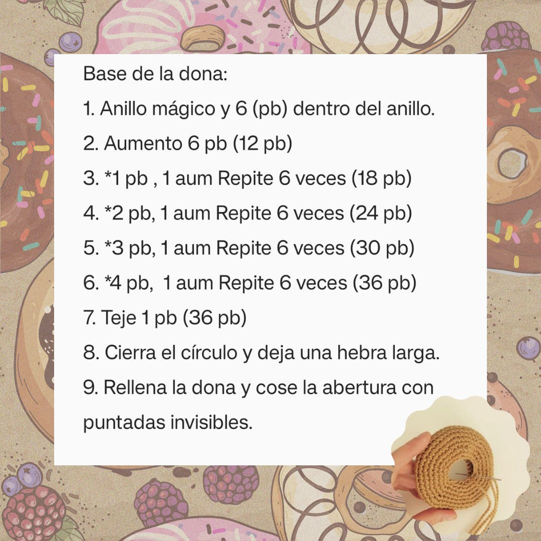 Patrón Amigurumi de Donut: Instrucciones Gratis y Fáciles