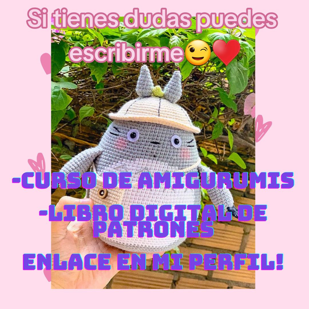 Patrón Amigurumi de Totoro con Sombrero y Bolso