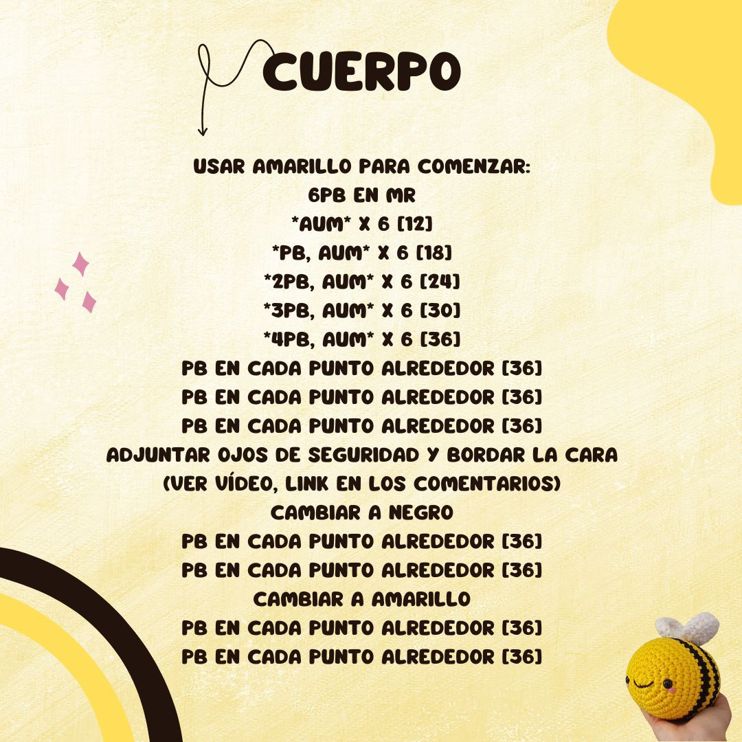 Patrón de Abejita Amigurumi Gratis para Tejer en Casa