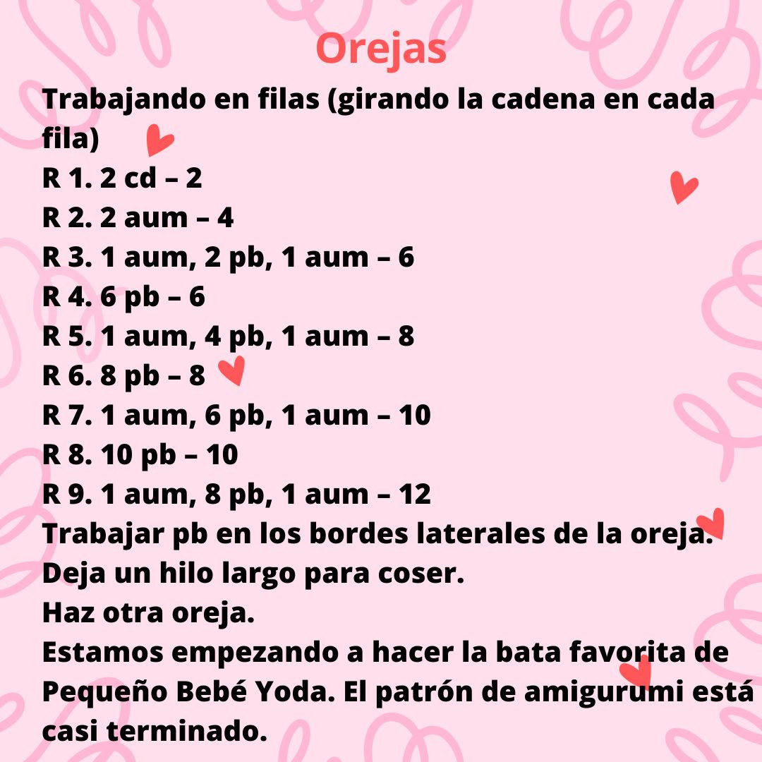 Patrón de Amigurumi Bebé Yoda de Star Wars a Crochet