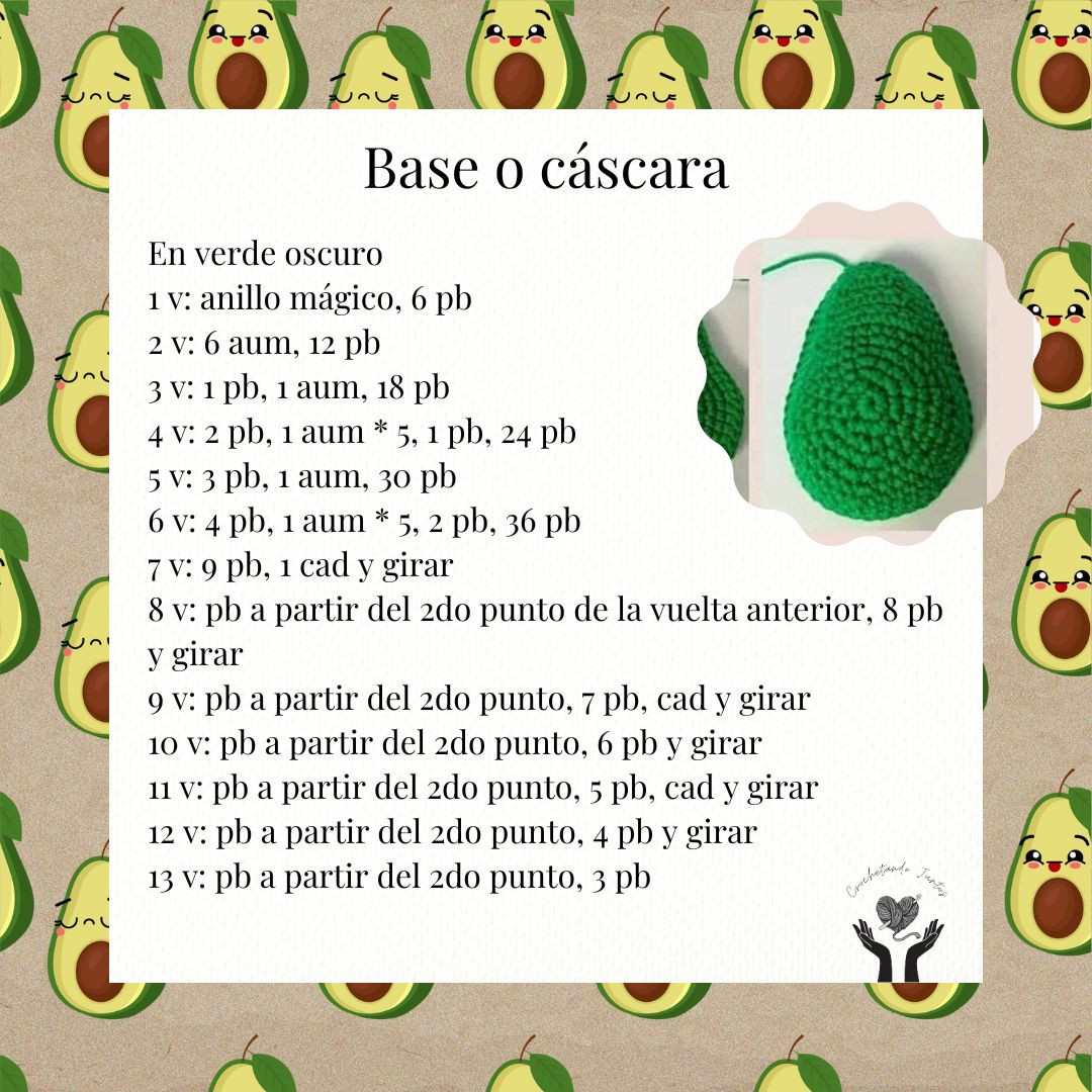 Patrón de Amigurumi de Aguacate Gratis para Principiantes