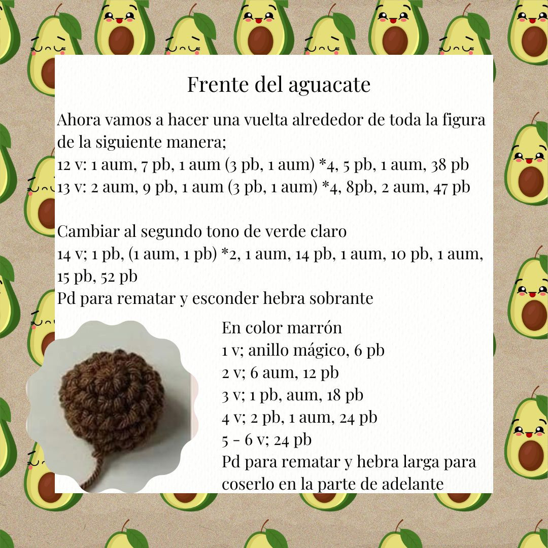 Patrón de Amigurumi de Aguacate Gratis para Principiantes