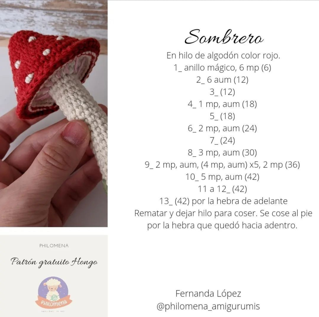 Patrón de Amigurumi de Hongo de Croché Gratis