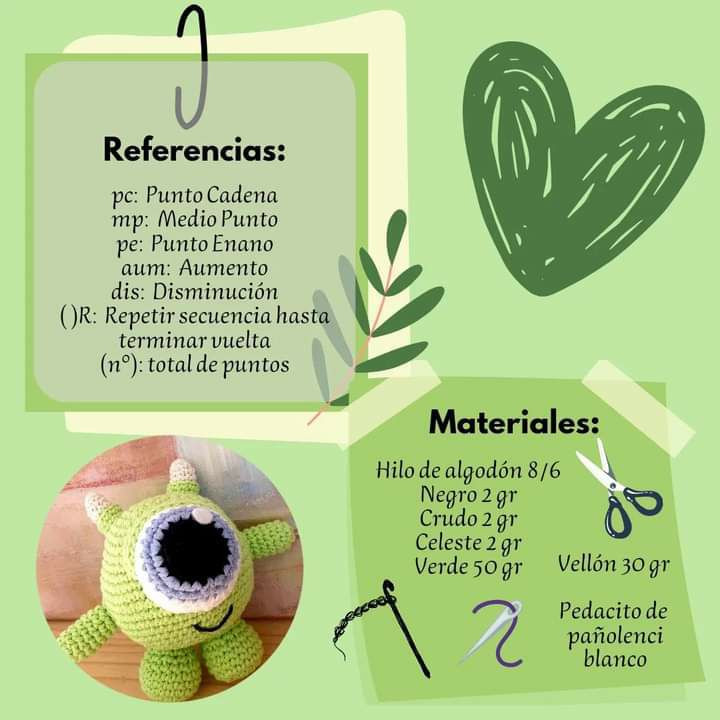 Patrón de amigurumi de monstruo adorable para principiantes