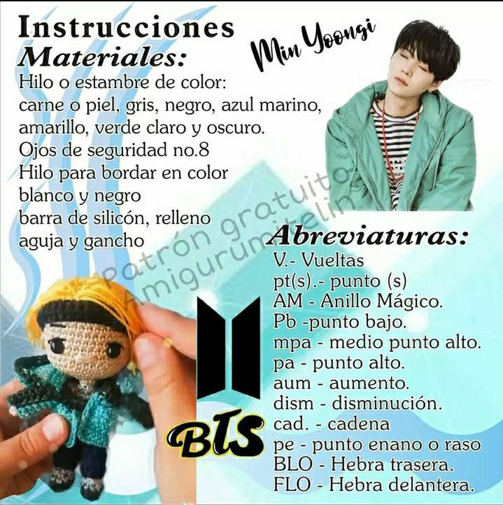 Patrón de Amigurumi de Suga de BTS Gratis