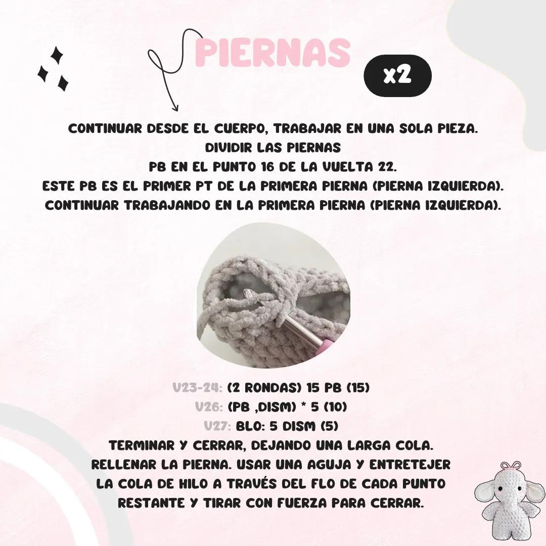 Patrón de Amigurumi Elefante Gratis para Principiantes