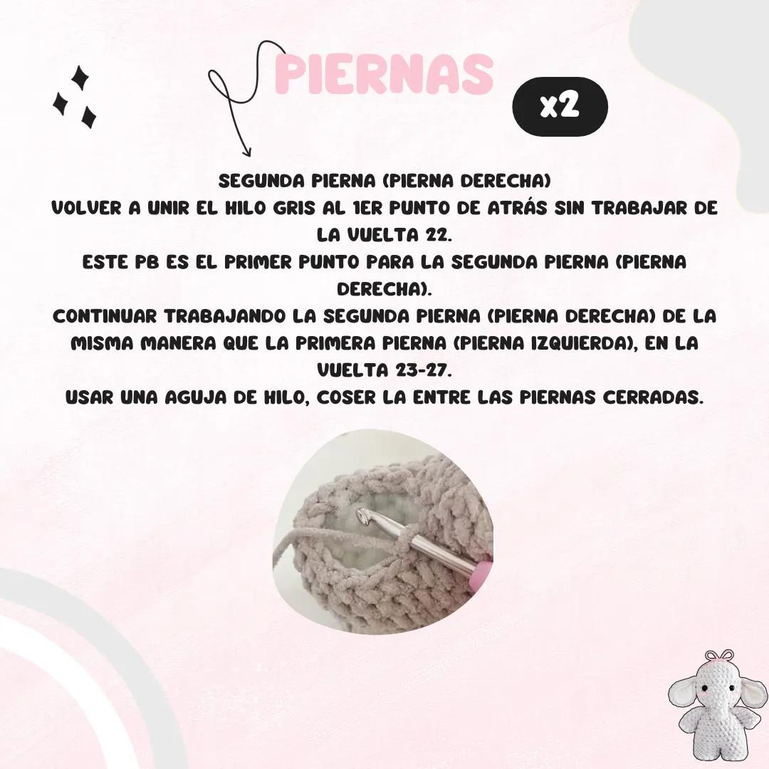 Patrón de Amigurumi Elefante Gratis para Principiantes