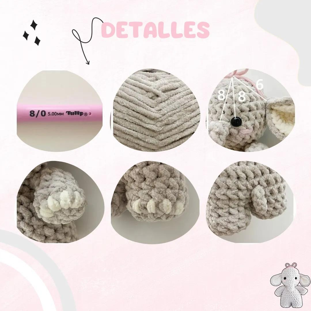 Patrón de Amigurumi Elefante Gratis para Principiantes