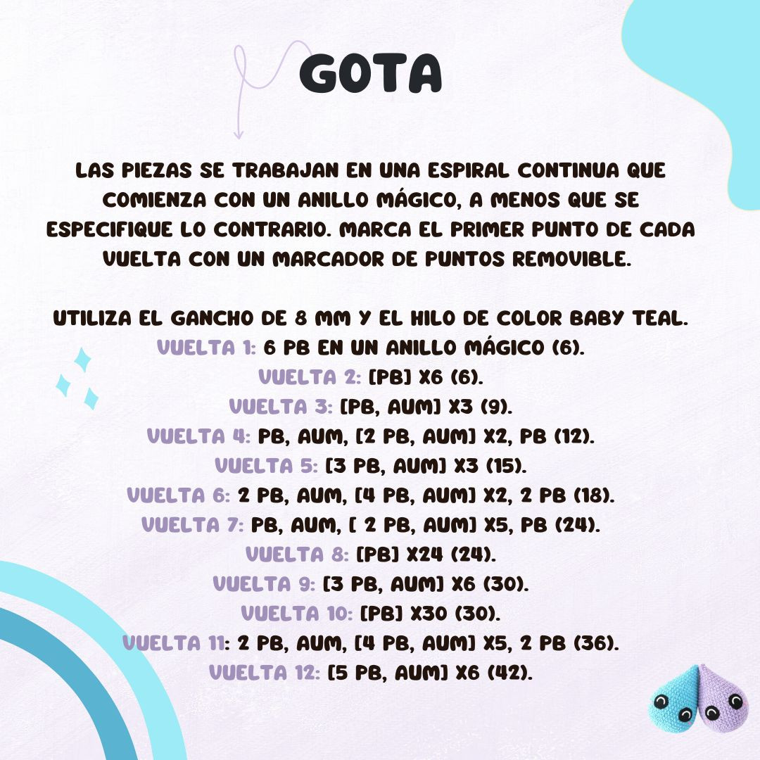 Patrón de Amigurumi en Forma de Gota de Lluvia, Gratis