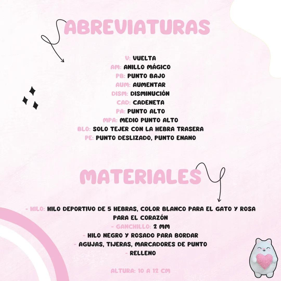 Patrón de Amigurumi: Gatito con Corazón Gratis