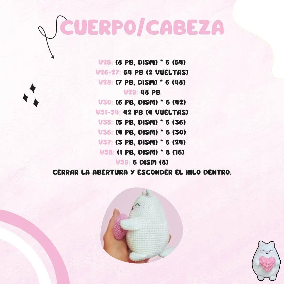 Patrón de Amigurumi: Gatito con Corazón Gratis