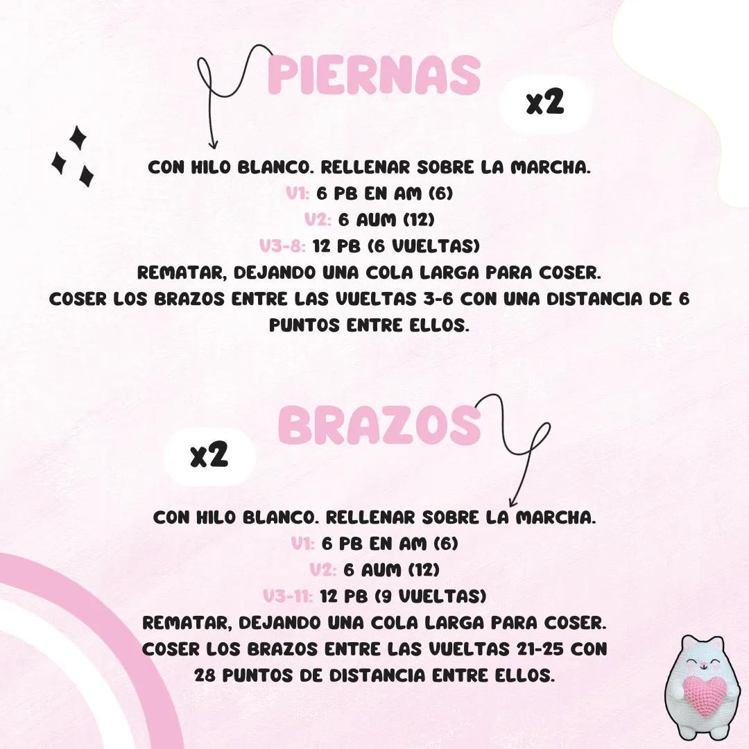 Patrón de Amigurumi: Gatito con Corazón Gratis