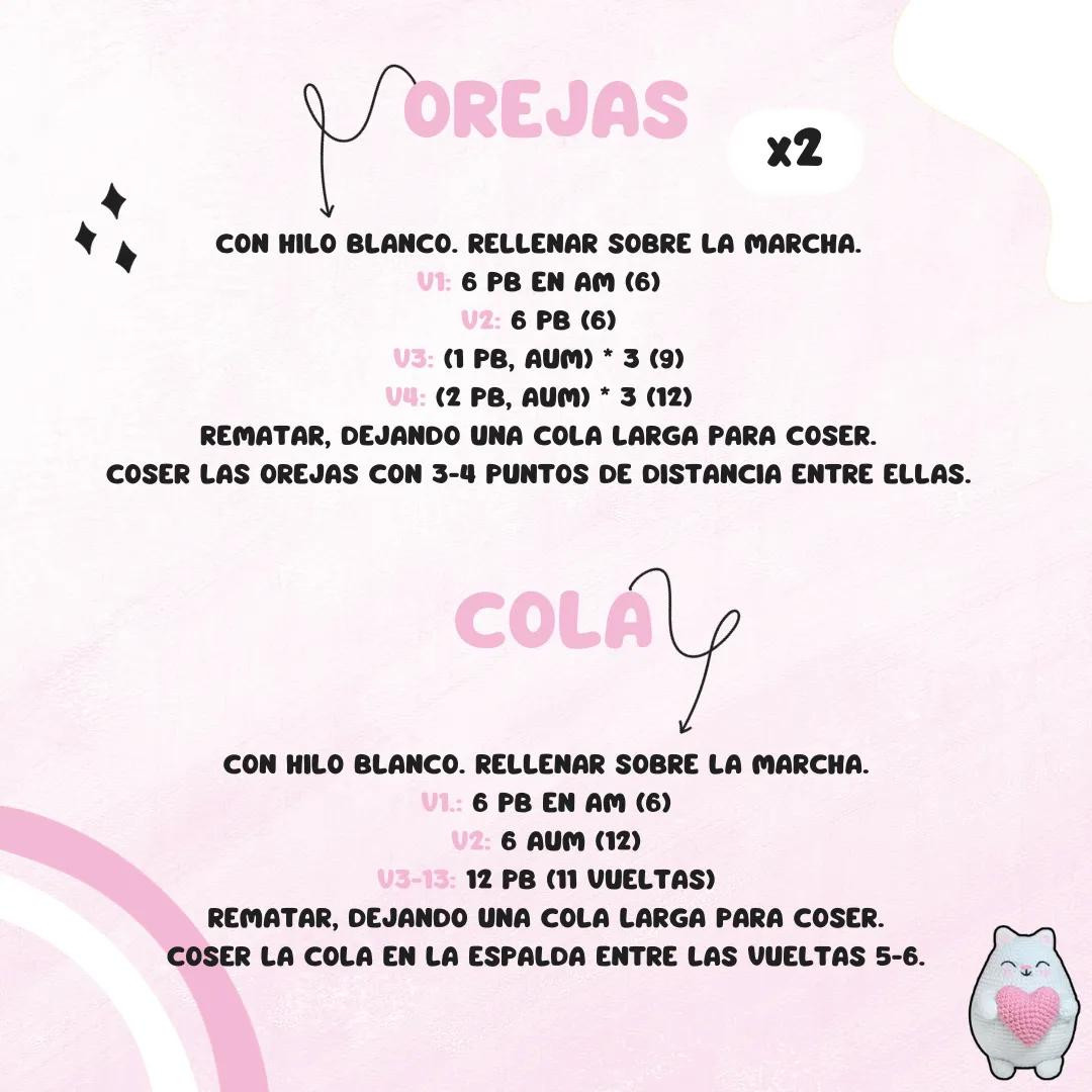 Patrón de Amigurumi: Gatito con Corazón Gratis