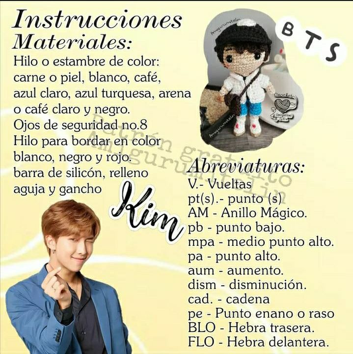 Patrón de Amigurumi Gratis de RM de BTS por Amigurumitelin