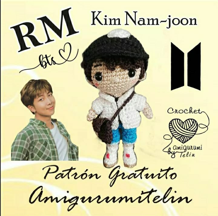 Patrón de Amigurumi Gratis de RM de BTS por Amigurumitelin