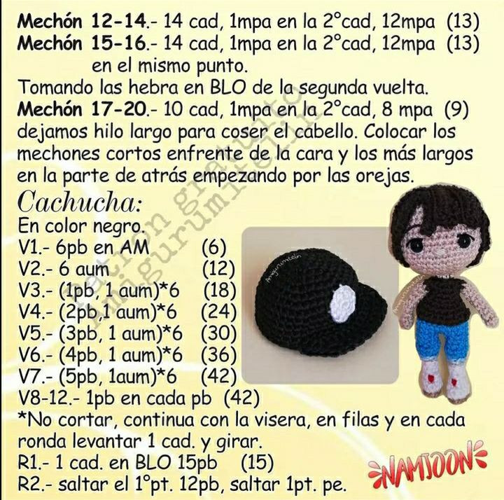 Patrón de Amigurumi Gratis de RM de BTS por Amigurumitelin