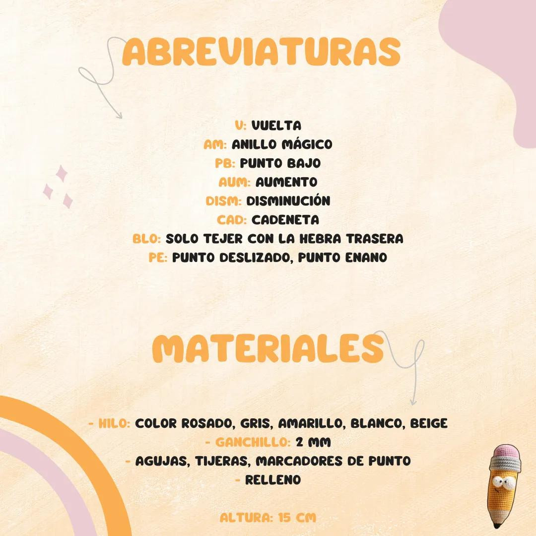 Patrón de Amigurumi Lápiz Gratis para Tejer