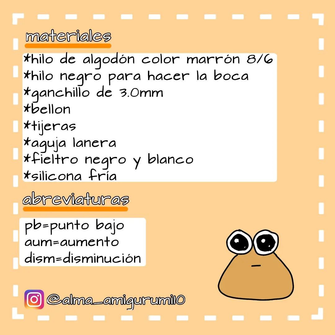 Patrón de amigurumi Pou gratis para principiantes