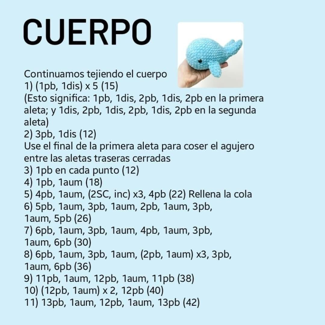 Patrón de ballena de ganchillo fácil y gratuito para principiantes