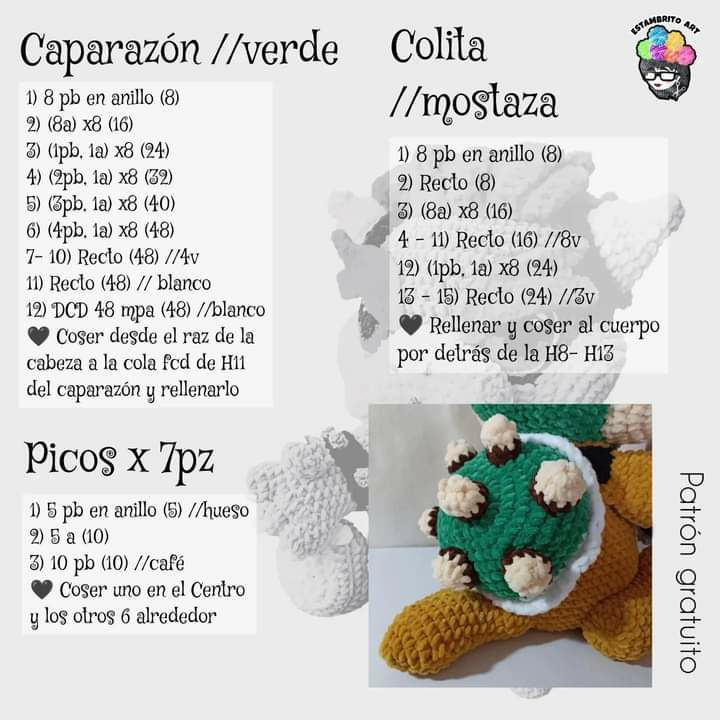 Patrón de Bowser XL: Amigurumi fácil y gratuito
