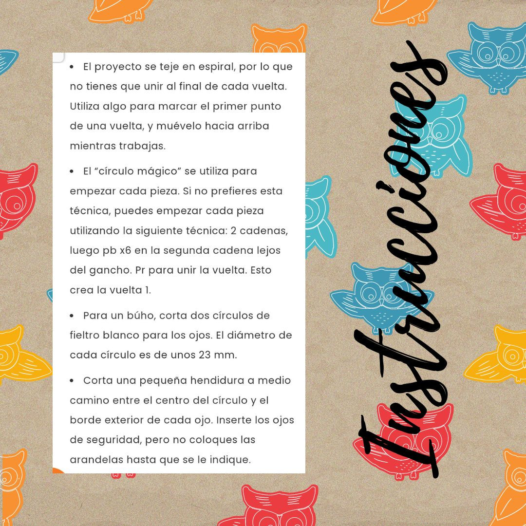 Patrón de Búhos Amigurumi: Fácil y Colorido