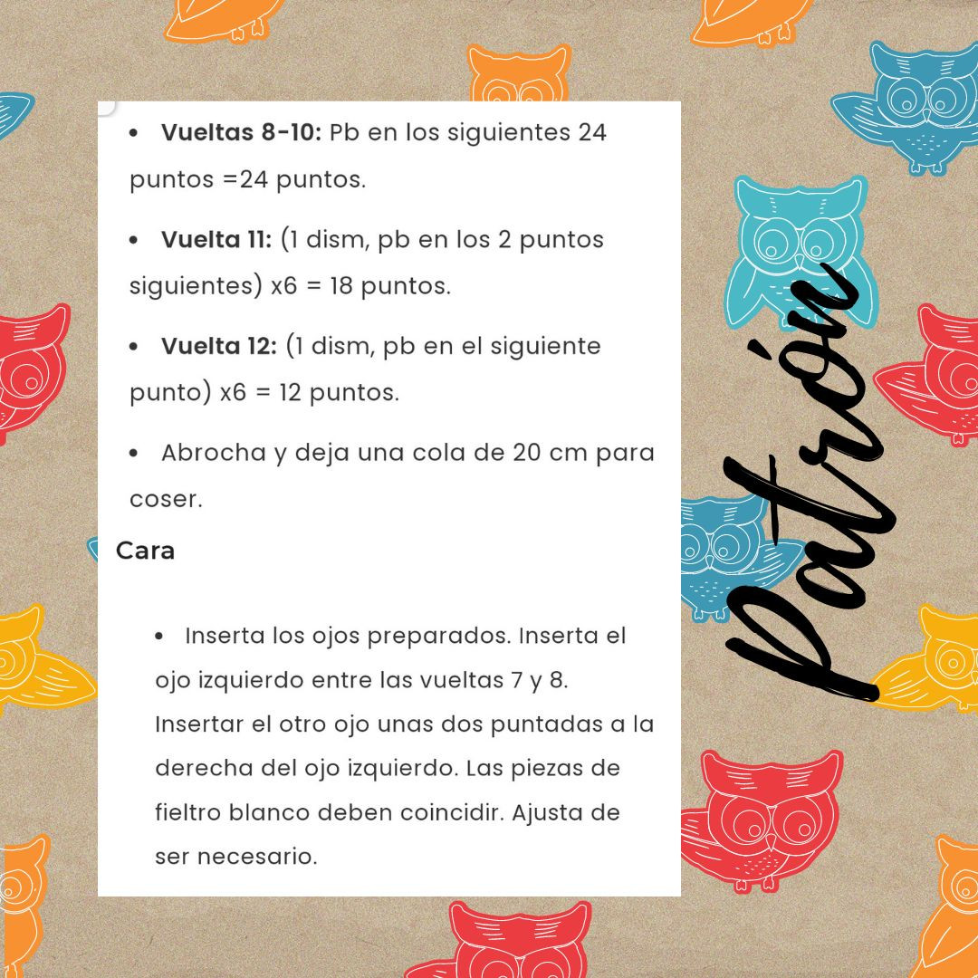 Patrón de Búhos Amigurumi: Fácil y Colorido