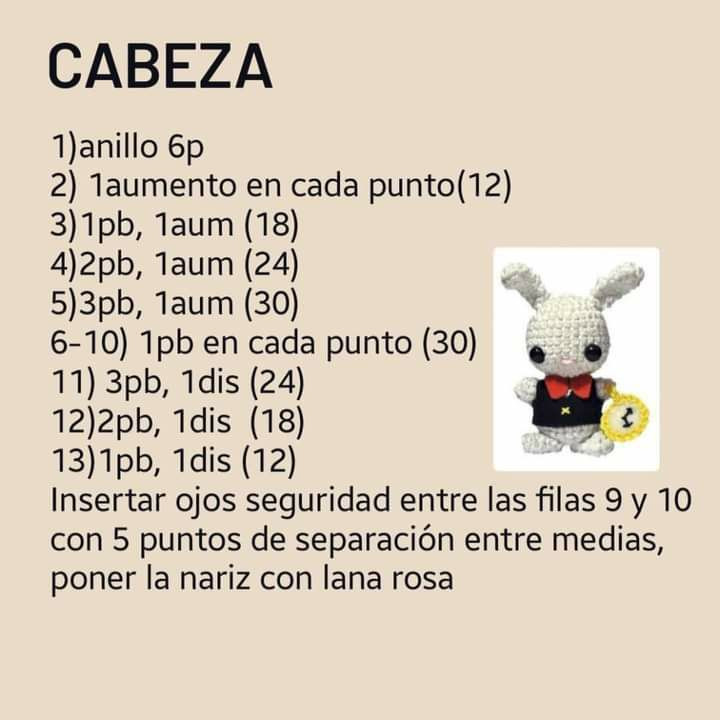 Patrón de conejo blanco de Alicia en crochet