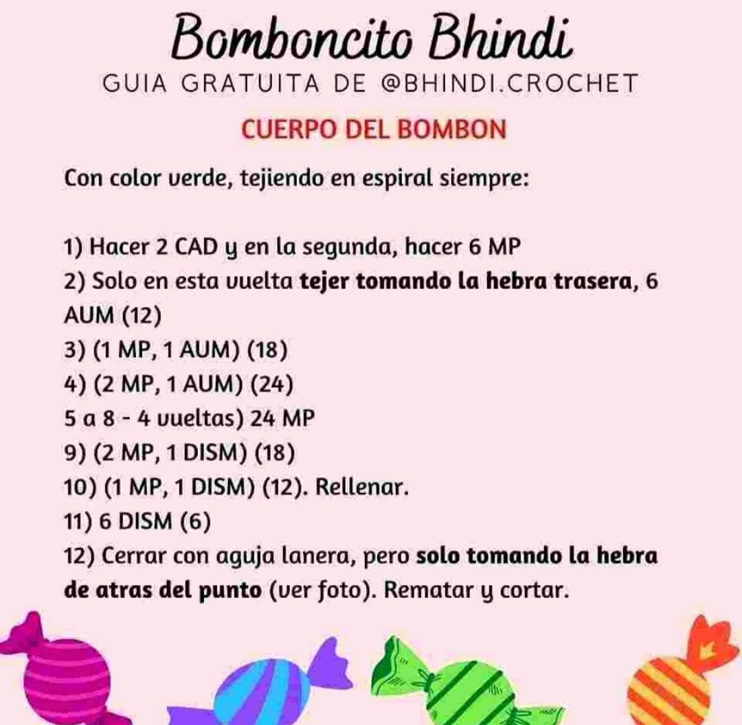 Patrón de crochet gratis: dulces coloridos para noviembre