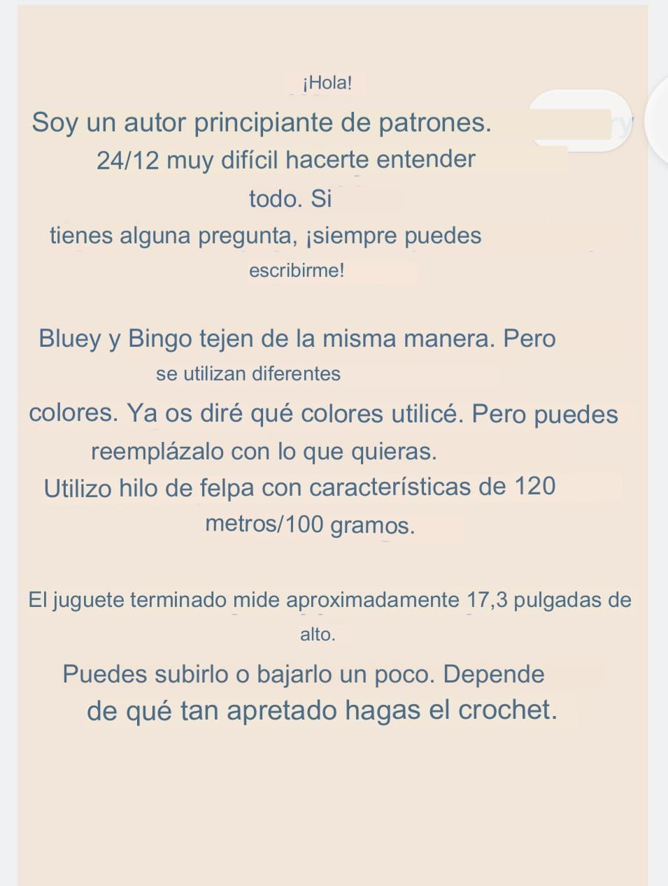 Patrón de crochet para muñecos Azul y Bingo