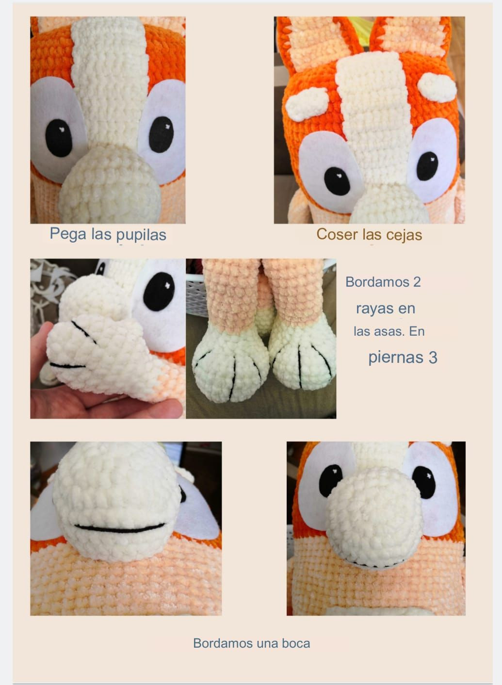 Patrón de crochet para muñecos Azul y Bingo