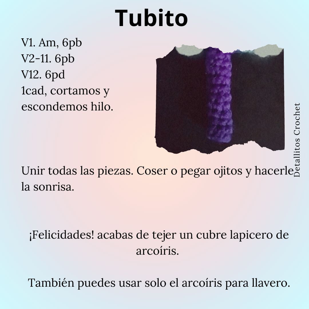 Patrón de cubre lapicero arcoíris en crochet, fácil y divertido