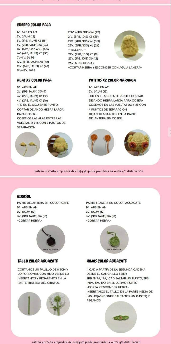 Patrón de ganchillo de pollito con girasol adorable y fácil de hacer