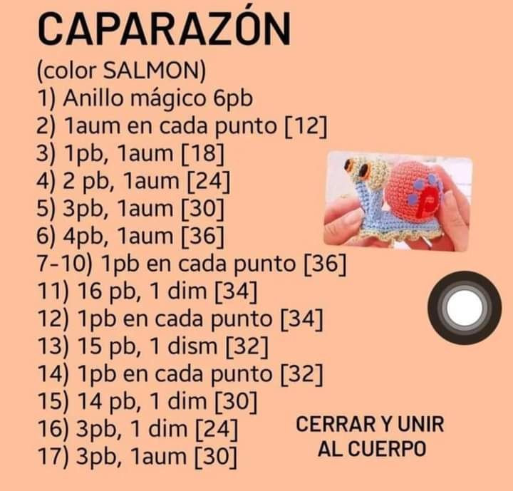 Patrón de ganchillo gratis para caracol de amigurumi