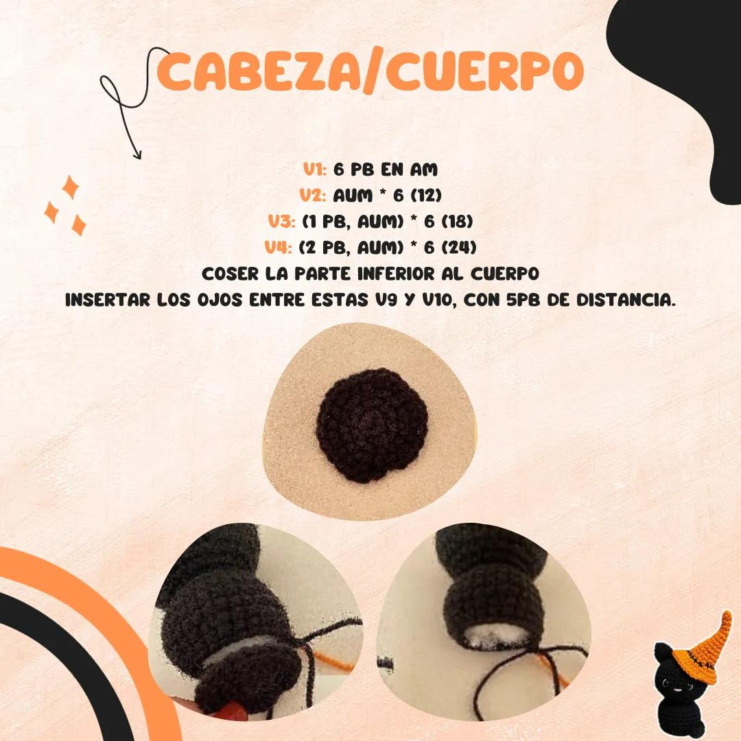 Patrón de gato embrujado amigurumi para Halloween – Gratis y fácil