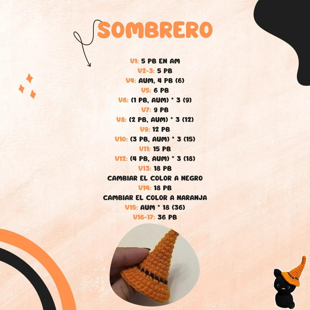 Patrón de gato embrujado amigurumi para Halloween – Gratis y fácil